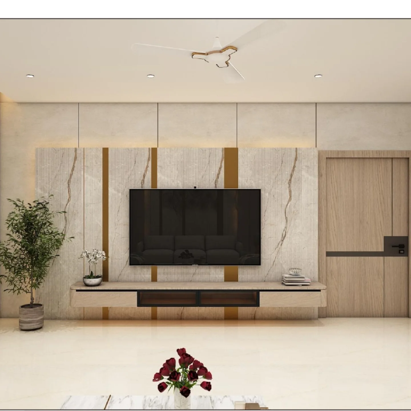 Travertine TV Wall